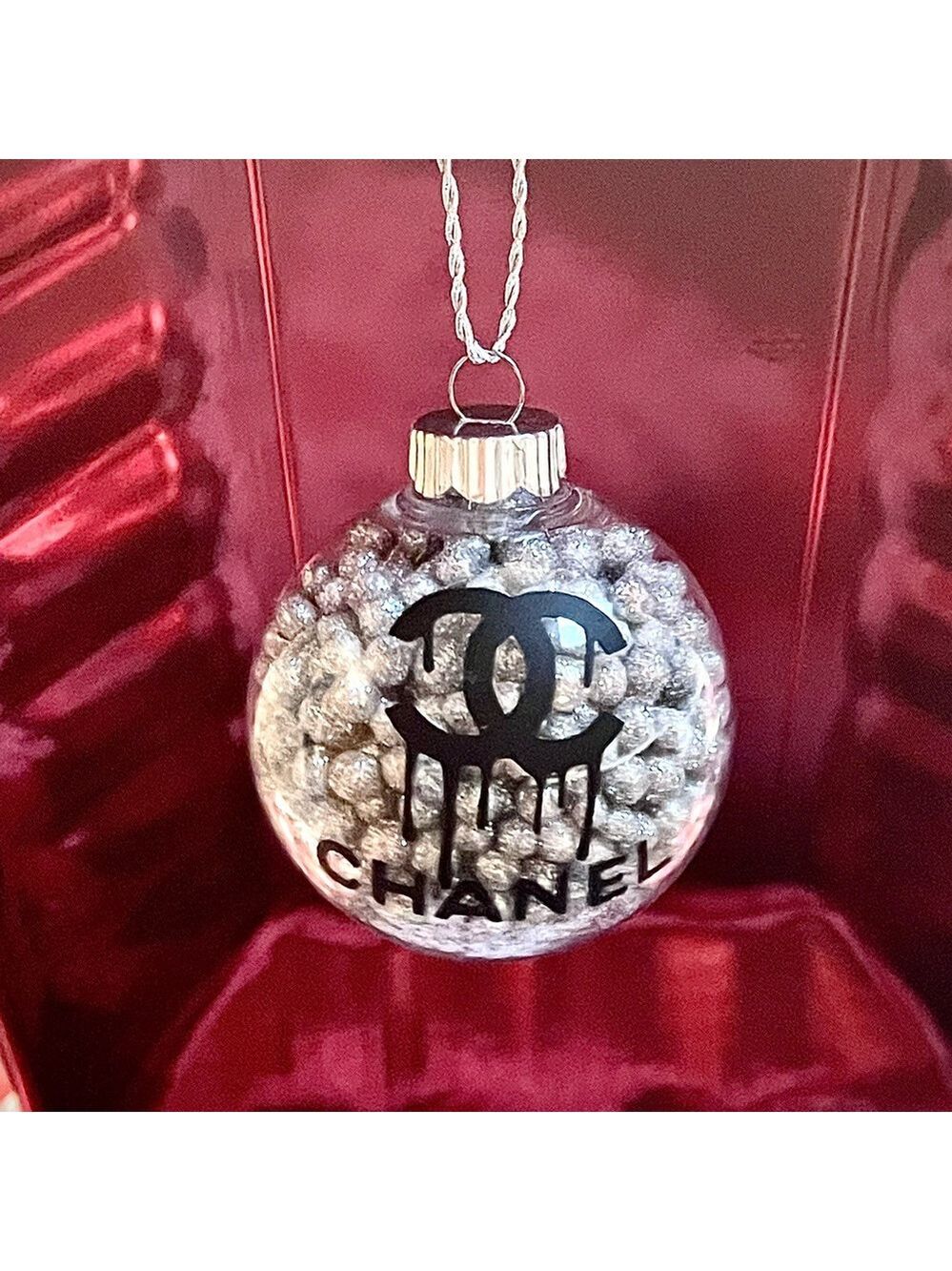 Handmade Silver Glitter Christmas Ornament